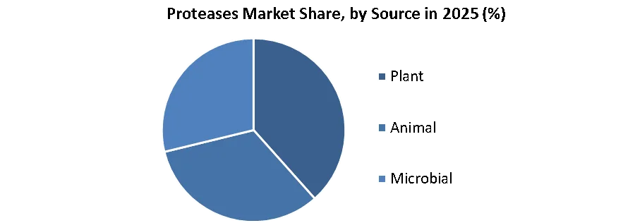 Proteases Market share by source